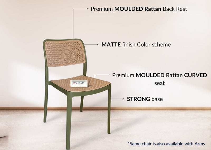 Moulded Rattan chair (Without arms) By Xohome Furniture 