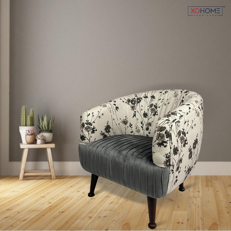 Blossom By Xohome Furniture Charcoal (Seat) + Ivory Floral (Body) 