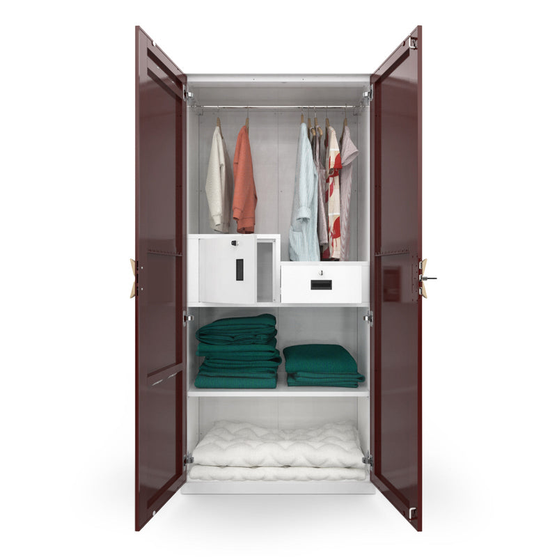 Chic 2 Door with Mirror (Wine color) By Xohome Furniture 