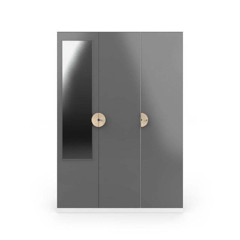 Chic 3 Door with Mirror (Matt Grey color) By Xohome Furniture Matt Grey 
