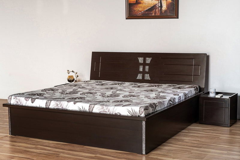 Hydra 1 Queen Bed (With Storage) Furniture First Guwahati King Walnut Satin 