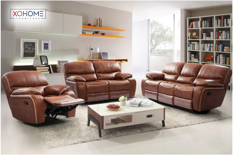 Lexi Recliner By Xohome Furniture 3+2+1 Posh Brown Without Cup Holder